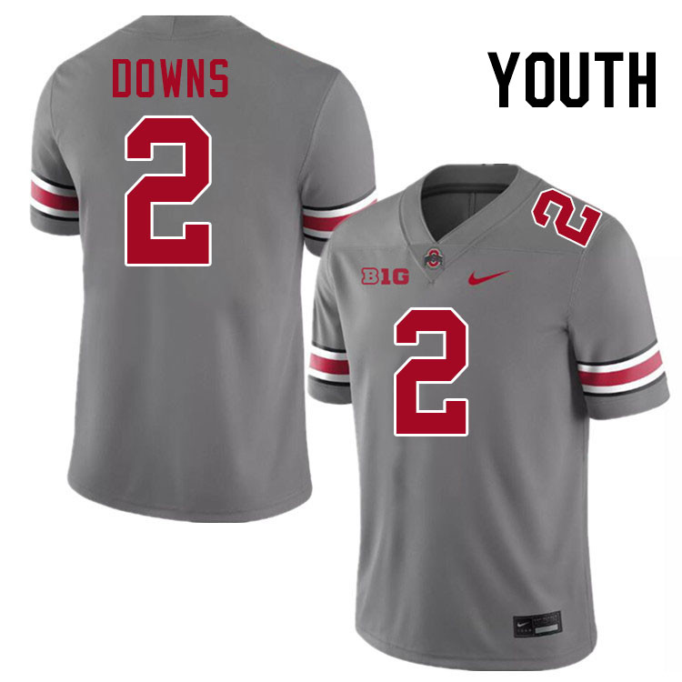 Youth #2 Caleb Downs Ohio State Buckeyes College Football Jerseys Stitched-Grey